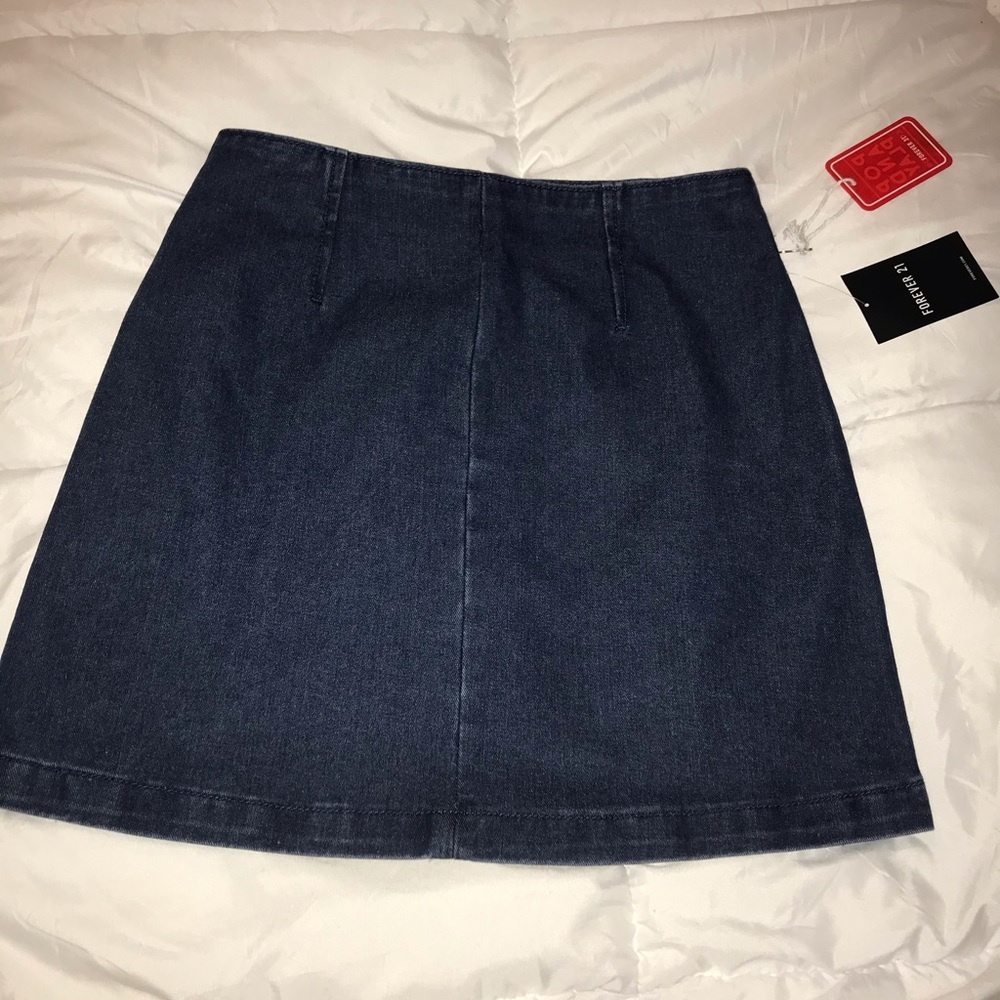 NWT Forever 21 zip up back a line denim skirt